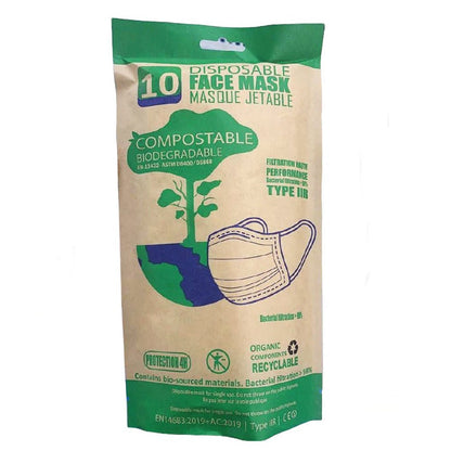 Face Masks, Certified Compostable, Medical Grade, Type 2 - Eco Green Living