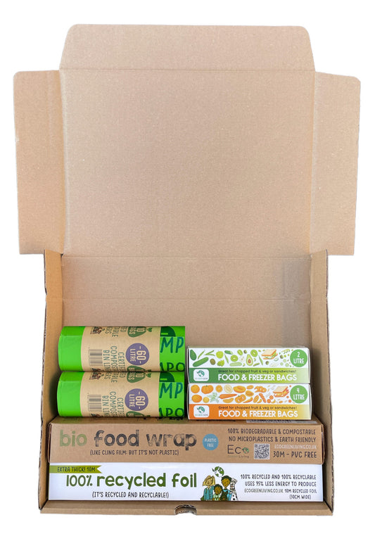 Kitchen Swap-Out Pack Subscription with Large Waste Bags, Food and Freezer Bags - Eco Green Living