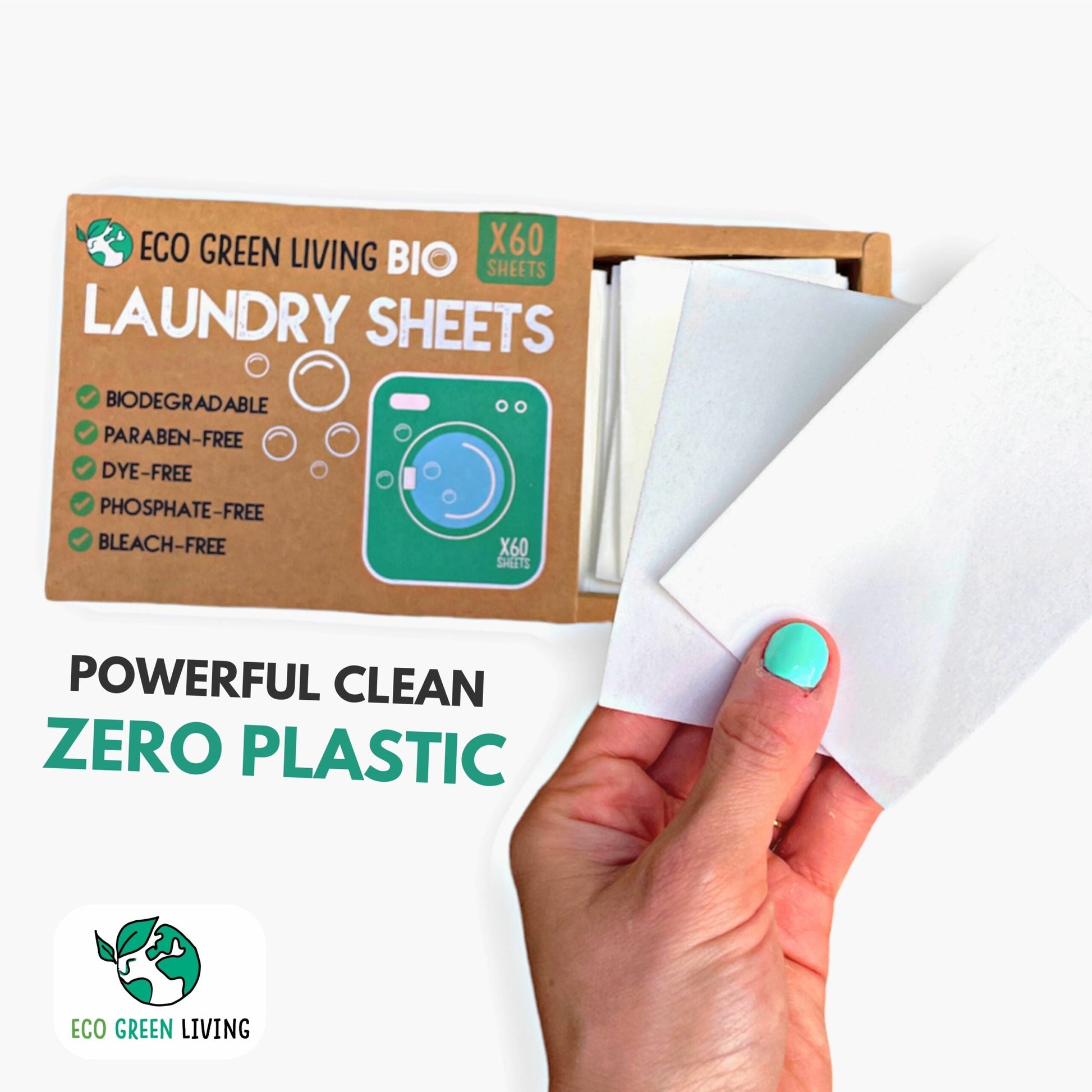 Laundry Detergent Sheets x 60 (Fragrance-Free) Eco Green Living - Eco Green Living