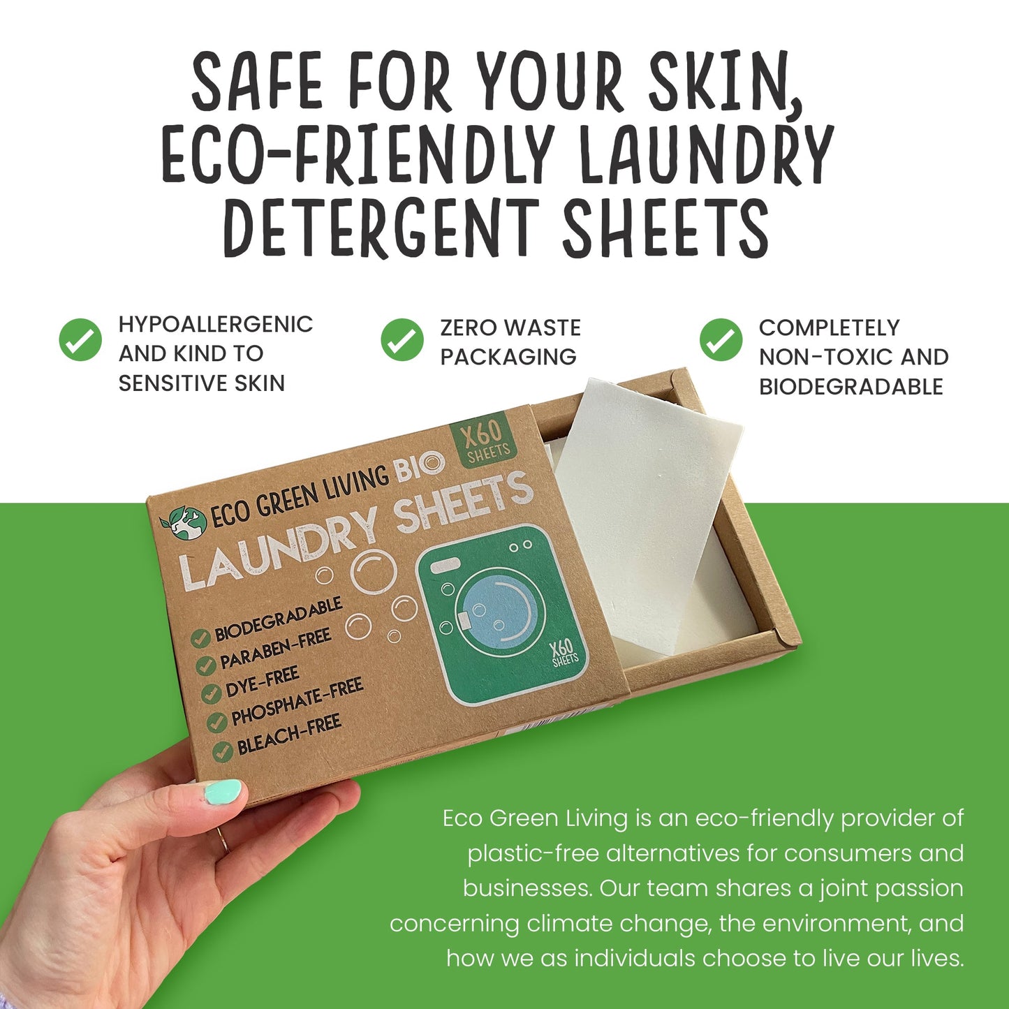Laundry Detergent Sheets x 60 (Fragrance-Free) Eco Green Living - Eco Green Living