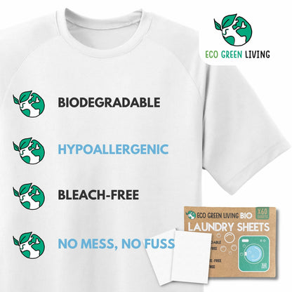 Laundry Detergent Sheets x 60 (Fragrance-Free) Eco Green Living - Eco Green Living