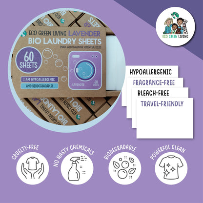 Laundry Detergent Sheets x 60 (Lavender) Eco Green Living - EcoGreenLiving