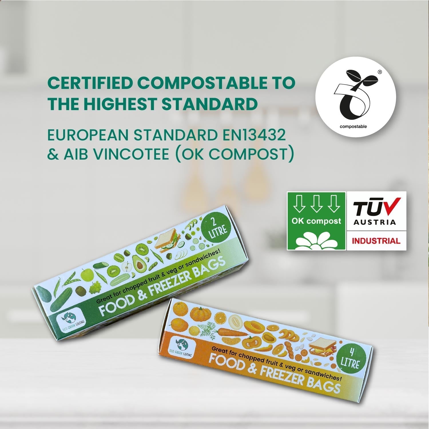 TWIN PACK Certified Compostable Food & Freezer Bags 2 Litre (2 X 35 bags) - EcoGreenLiving