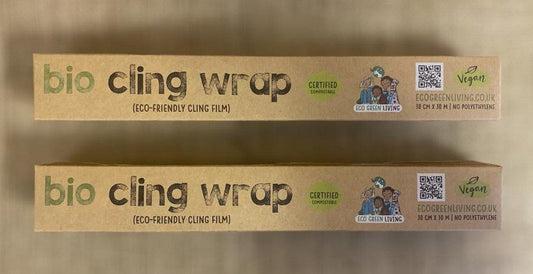 TWIN PACK Compostable Cling Film Without The Plastic - Recycled Packaging - 2 x rolls 30cm x 30m - EcoGreenLiving