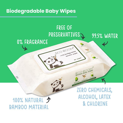 Ultra Soft Bamboo Wet Wipes | 60 wipes x 9 (540) - EcoGreenLiving